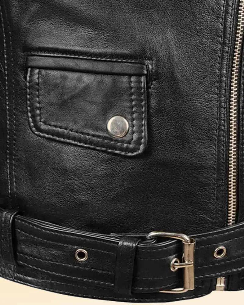 Stylish Black Leather Jacket Worn By Sarah Connor | Sarah Connor Stylish Black Leather Jacket