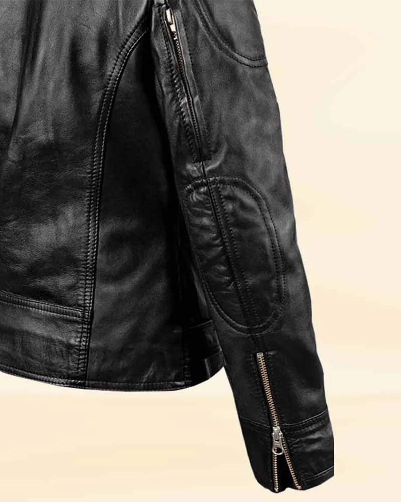 Stylish Black Leather Jacket Worn By Sarah Connor | Sarah Connor Stylish Black Leather Jacket