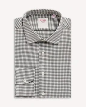 Thomas Pink Journey Twill Check Shirt Grey White