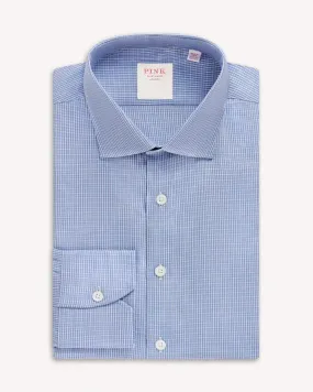 Thomas Pink Pale Blue Check Shirt Blue Silver