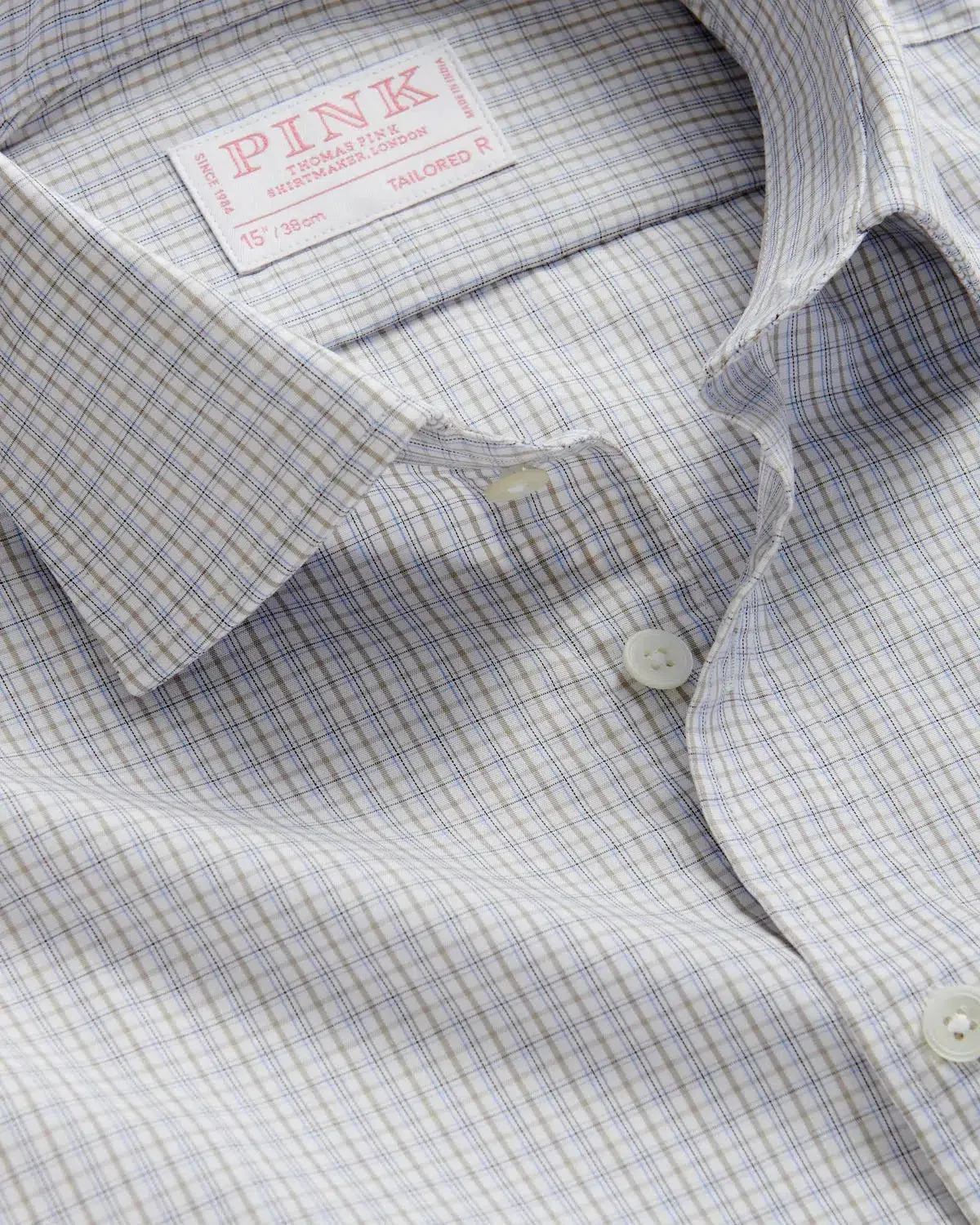 Thomas Pink Tailored Fit Formal Shadow Casual Check Shirt Beige/White