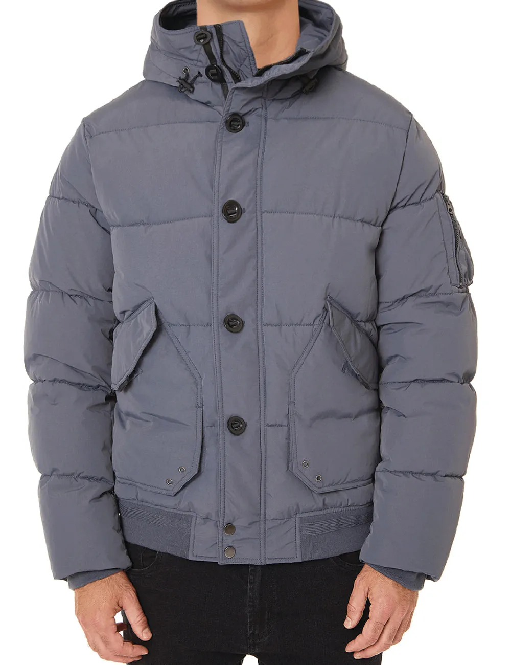Washed Nylon Quilted Bomber Jacket