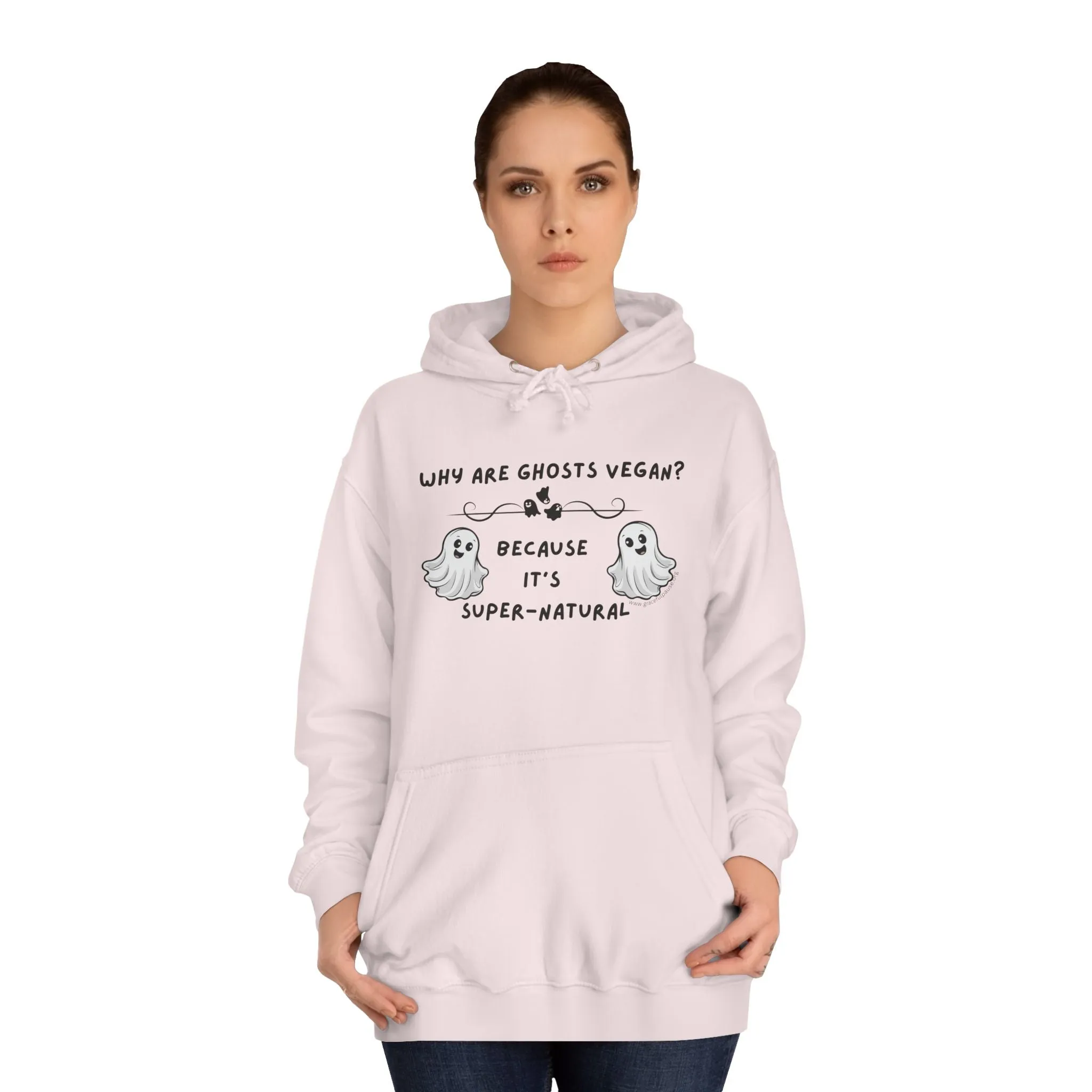 Why are Ghosts Vegan? - Unisex College Hoodie
