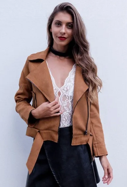 Women's Faux Leather Stylish Casual Jacket