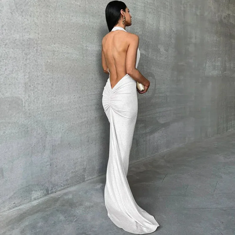 Women's Metallic Mermaid Gown for Cocktail Events