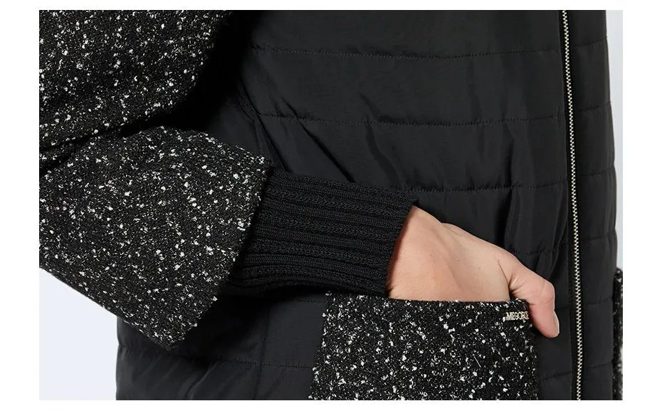 Women's Spring Stylish Warm Round Collar Jacket With Scarf