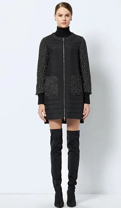 Women's Spring Stylish Warm Round Collar Jacket With Scarf