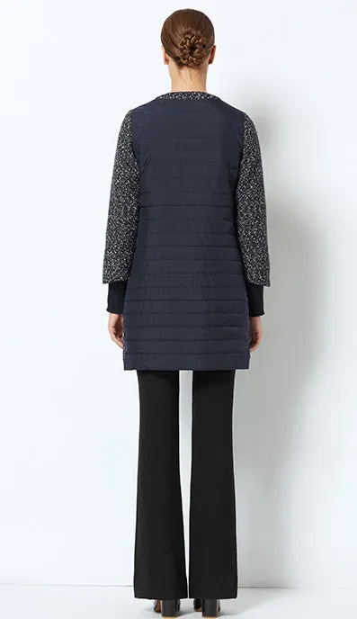 Women's Spring Stylish Warm Round Collar Jacket With Scarf